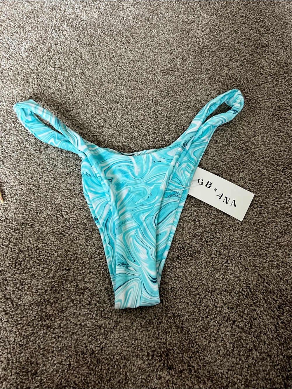 GB x ANA Teal Marble High-Cut Bikini Bottom